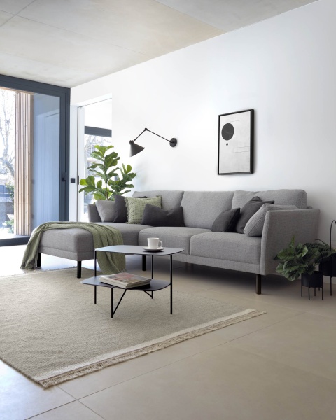 Gilma серый 3-местный диван с подвижным шезлонгом черные ножки от интернет-магазина IDODOM.RU