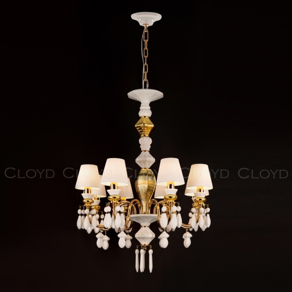 Люстра Cloyd LOTTIE-B C8 / Ø62 см- бел.-золотая керамика (арт.11212) от интернет-магазина IDODOM.RU