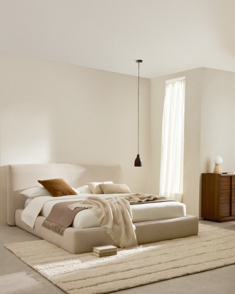 Кровать Blok бежевая со съемными чехлами под матрас 180 х 200 см от интернет-магазина IDODOM.RU