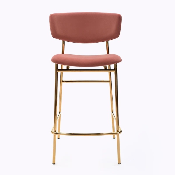 Стул полубарный Deimos, микровелюр розовый, опоры золото от интернет-магазина IDODOM.RU