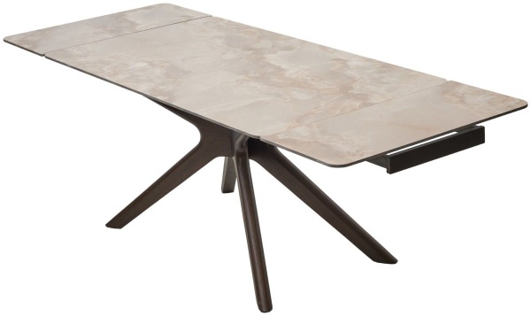 Стол обеденный Ember (160+40+40) керамика глянцевая янтарь, опоры массив от интернет-магазина IDODOM.RU