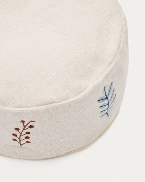 Пуф Yanil из 100% белого хлопка с разноцветной вышивкой Ø 40 см от интернет-магазина IDODOM.RU