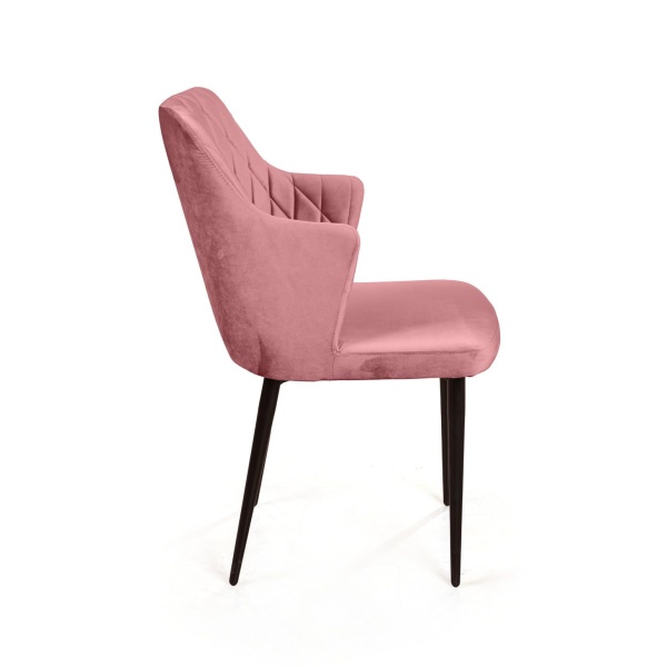 Стул с подлокотниками Hunt ромб, бархат пудровый 15 / чёрный конус от интернет-магазина IDODOM.RU