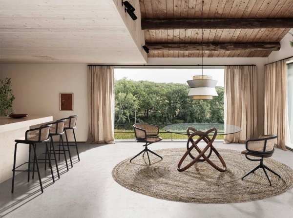 Поворотное кресло 4129/DC-1698B из бархата и ротанга от интернет-магазина IDODOM.RU