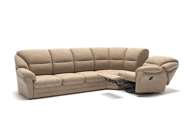 San-Remo угловой диван-кровать с реклайнером велюр бежевый от интернет-магазина IDODOM.RU