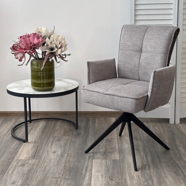 Стул с подлокотниками Rico ткань серый, поворотно-возвратный механизм 360 градусов от интернет-магазина IDODOM.RU