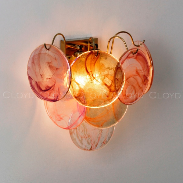 Бра Cloyd LINZE-B W2 / выс. 32 см - латунь - розов.стекло (арт.20481) от интернет-магазина IDODOM.RU