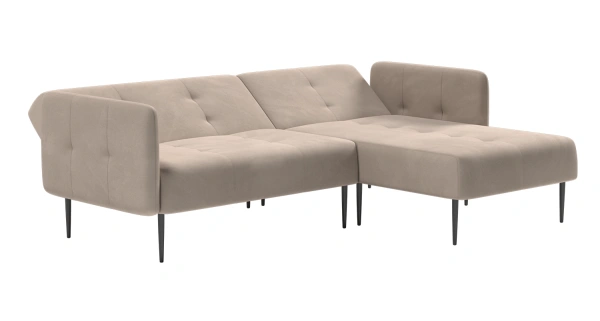 Monaco диван-кровать с шезлонгом, с подлокотниками, бархат пепельно-бежевый 25 от интернет-магазина IDODOM.RU