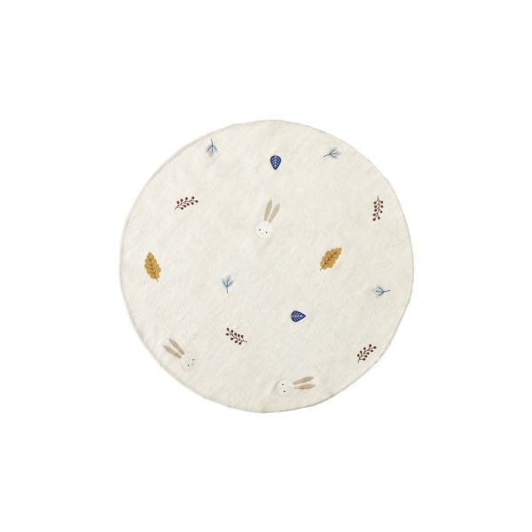 Yanil Круглый ковер из белой шерсти и хлопка с разноцветной вышивкой из листьев, Ø 120 см от интернет-магазина IDODOM.RU