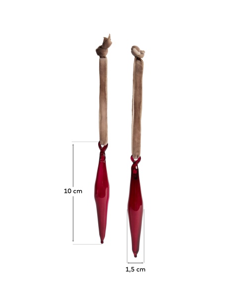 Набор из 2 подвесных украшений Isven из красного переработанного стекла, 10 см от интернет-магазина IDODOM.RU