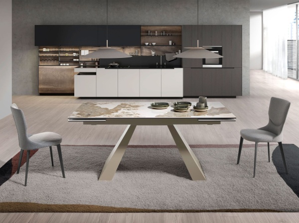 Раздвижной обеденный стол 1124/MC21087DT из мраморной керамики от интернет-магазина IDODOM.RU