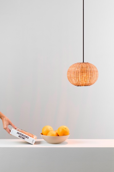 Подвесной светильник Haka черный/ротанг ø25 см от интернет-магазина IDODOM.RU