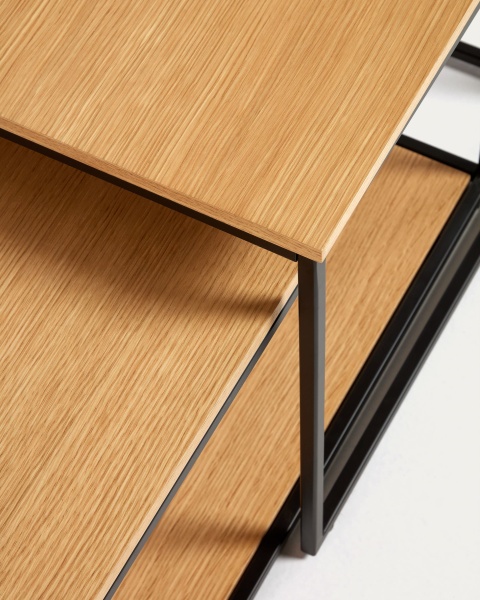 Yoana Набор из 2 столиков из дубового шпона и черного металла от интернет-магазина IDODOM.RU