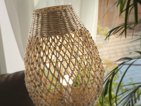 Большая настольная лампа YAIZA с абажуром из бумажной веревки от интернет-магазина IDODOM.RU