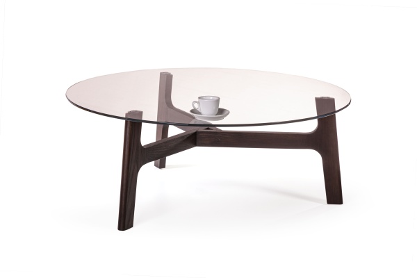 Журнальный столик Woddy D900 массив + стекло / опоры горький шоколад от интернет-магазина IDODOM.RU