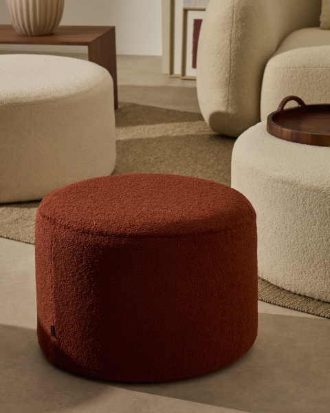 Чехол на пуф Kaeli из терракотового букле Ø 60 см от интернет-магазина IDODOM.RU