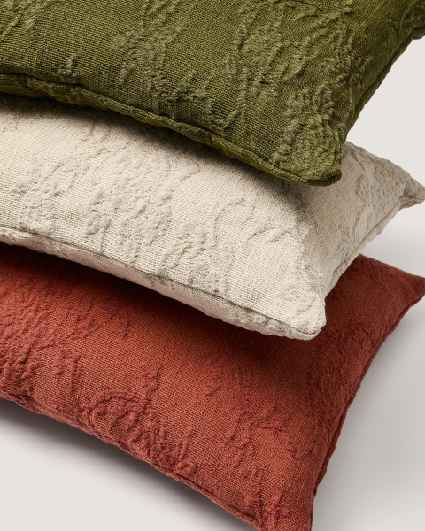 Чехол на подушку Velina из бежевого льняного жаккарда с узором 30 x 50 см от интернет-магазина IDODOM.RU