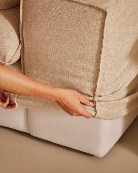 Anarela 3-местный диван со съемным чехлом и льняными подушками бежевого цвета 280 см от интернет-магазина IDODOM.RU