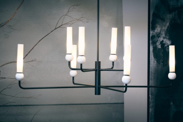 Люстра Delie 8L черный металл - белый мрамор от интернет-магазина IDODOM.RU