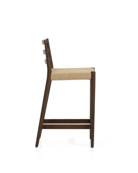 Полубарный стул Analy из массива дуба в отделке орех и веревочным сиденьем 65 см от интернет-магазина IDODOM.RU