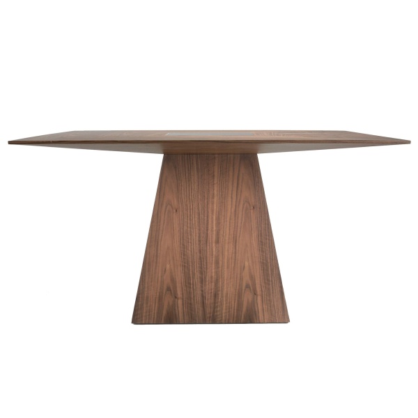 Квадратный обеденный стол MI1412 /1079 из ореха со вставкой из черного стекла от интернет-магазина IDODOM.RU