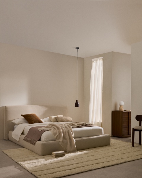 Blok Кровать бежевая со съемными чехлами для матраса 160 х 200 см от интернет-магазина IDODOM.RU