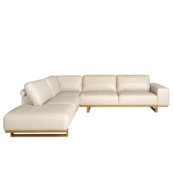 Угловой диван с левым шезлонгом 6204/5603-L-T541011 из песочной кожи от интернет-магазина IDODOM.RU