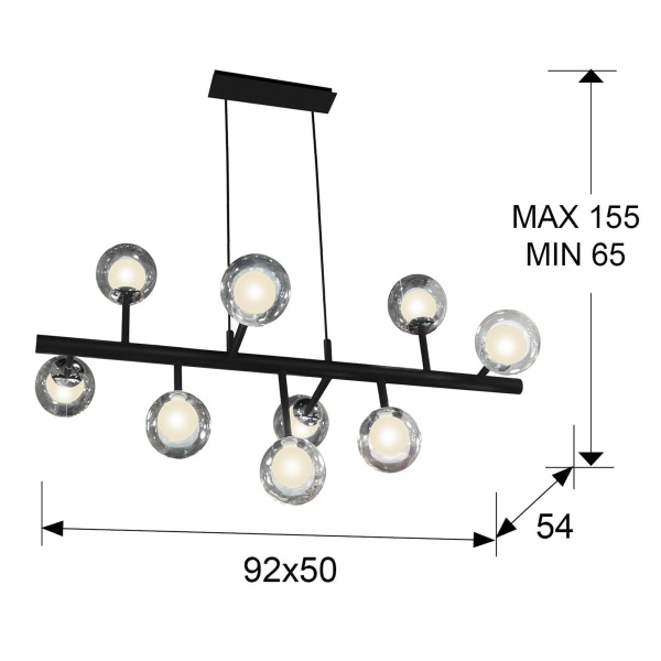 Подвесной светильник Altais 9L черный/хром DIM от интернет-магазина IDODOM.RU