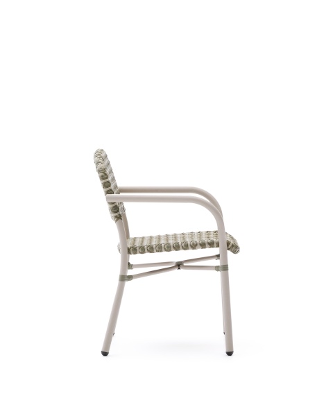 Уличный стул Tuccia бежевого-зеленого цвета из алюминия и искусственного ротанга от интернет-магазина IDODOM.RU