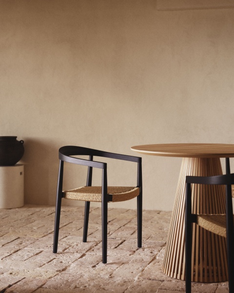 Ydalia Садовый стул из черного тика и натуральной веревки от интернет-магазина IDODOM.RU