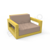 Кресло Quarter lounge с подушками желтого цвета, аксессуар карамельного цвета