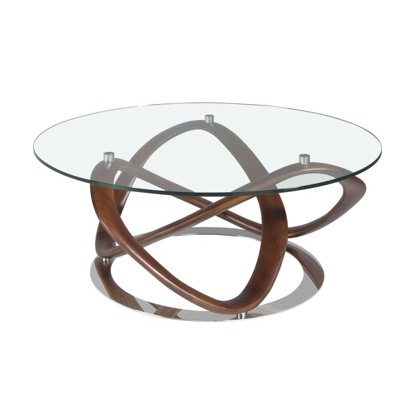 Круглый журнальный столик из стекла и массива ореха CT20050 /2064 от интернет-магазина IDODOM.RU