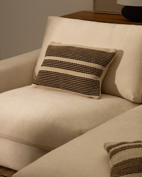 Чехол для подушки Aylin из хлопка бежевого цвета с вышивкой из джута 40 x 60 см от интернет-магазина IDODOM.RU