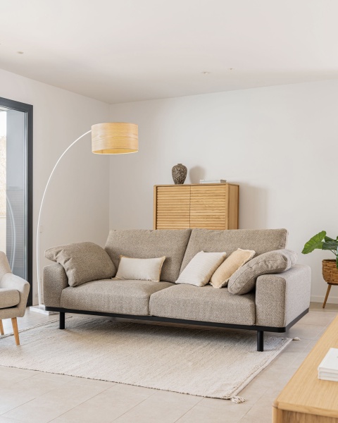 Диван 3-х местный Noa с подушками бежевый с темными ножками от интернет-магазина IDODOM.RU