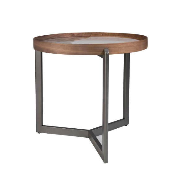 Круглый журнальный столик 2130/437-B из ореха и керамики от интернет-магазина IDODOM.RU