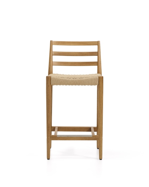 Полубарный стул Analy из массива дуба в натуральной отделке и веревочным сиденьем 65 см от интернет-магазина IDODOM.RU