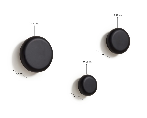 Nadue Набор из 3 настенных крючков из массива бука с черной отделкой от интернет-магазина IDODOM.RU