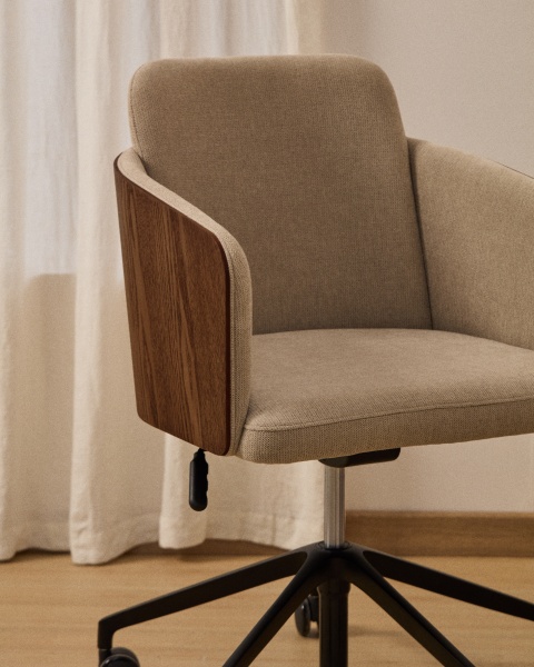 Офисный стул Madai из коричневого шенилла и ясеневого шпона от интернет-магазина IDODOM.RU