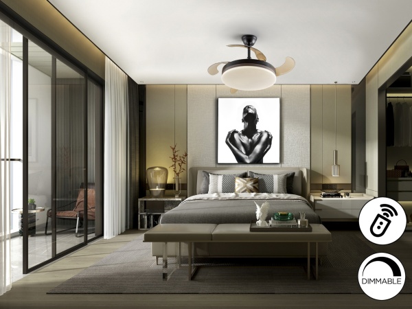 Вентилятр с освещением Vento D50 DIM черный-бронзовый от интернет-магазина IDODOM.RU