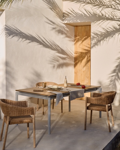 Уличный раздвижной стол Canyelles из полистирола и алюминия светло-серого цвета, 180 (240) x 100 от интернет-магазина IDODOM.RU