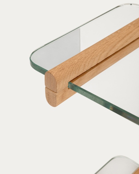 Модульная полка Sitra 1 стеклянная полка и каркас из массива дуба 110 см от интернет-магазина IDODOM.RU