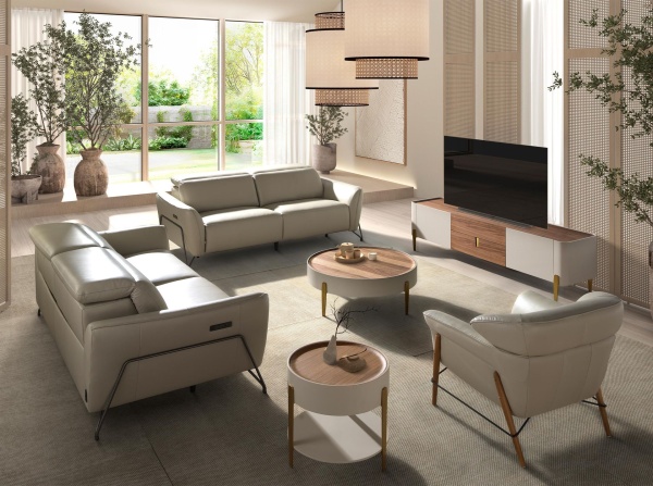 2-местный диван с реклайнером из песочной кожи, модель 6276 от интернет-магазина IDODOM.RU