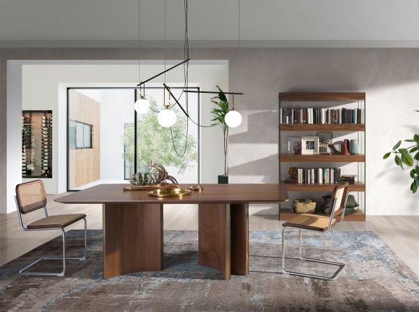 Прямоугольный обеденный стол 1109/DT210118 из ореха и позолоченной стали от интернет-магазина IDODOM.RU