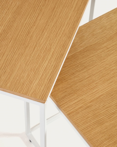 Yoana Набор из 2 столиков из дубового шпона и белого металла от интернет-магазина IDODOM.RU