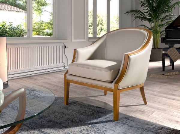 Кресло 5127/A856-T541011 из светло-серой кожи от интернет-магазина IDODOM.RU