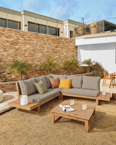 Угловой диван Flaviina 5-местный из дерева акации от интернет-магазина IDODOM.RU