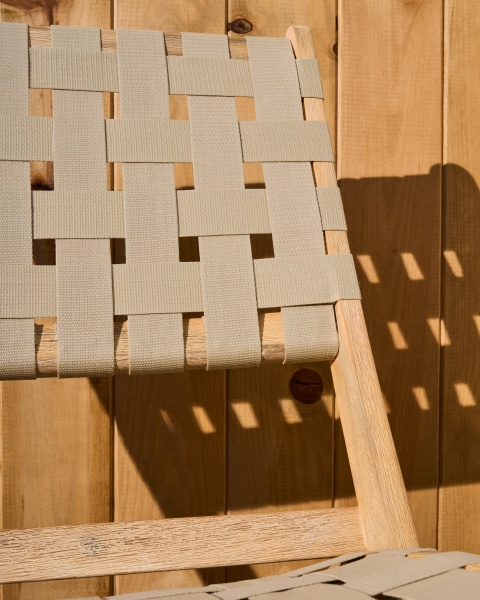 Складное кресло Chabeli из массива акации и шнура кремового цвета от интернет-магазина IDODOM.RU