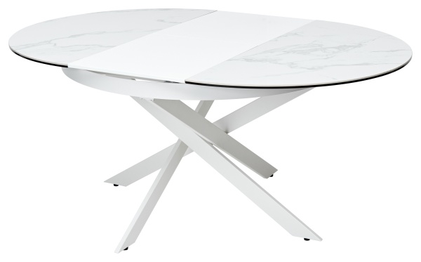 Стол круглый раскладной Trendi (120+40) керамика глянцевая белая от интернет-магазина IDODOM.RU