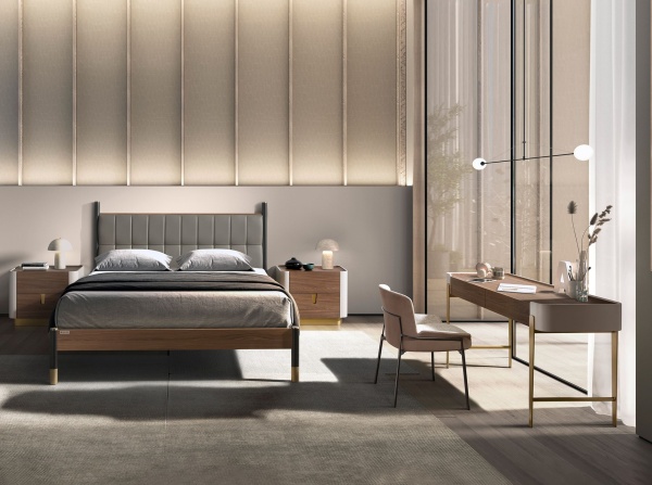 Кровать 7169 из темно-серой экокожи для матраса 150×200 от интернет-магазина IDODOM.RU