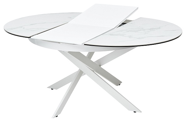Стол круглый раскладной Trendi (120+40) керамика глянцевая белая от интернет-магазина IDODOM.RU